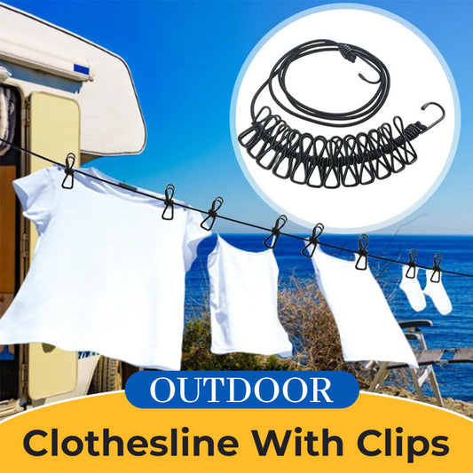 Outdoor-Wäscheleine mit Clips